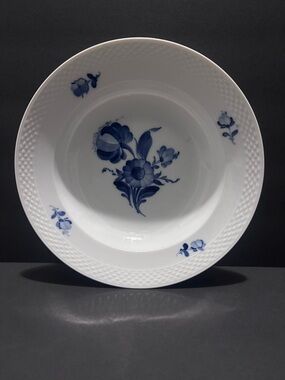 Royal Copenhagen - White Porcelain Bowl with Blue Floral Braided Motif #8107